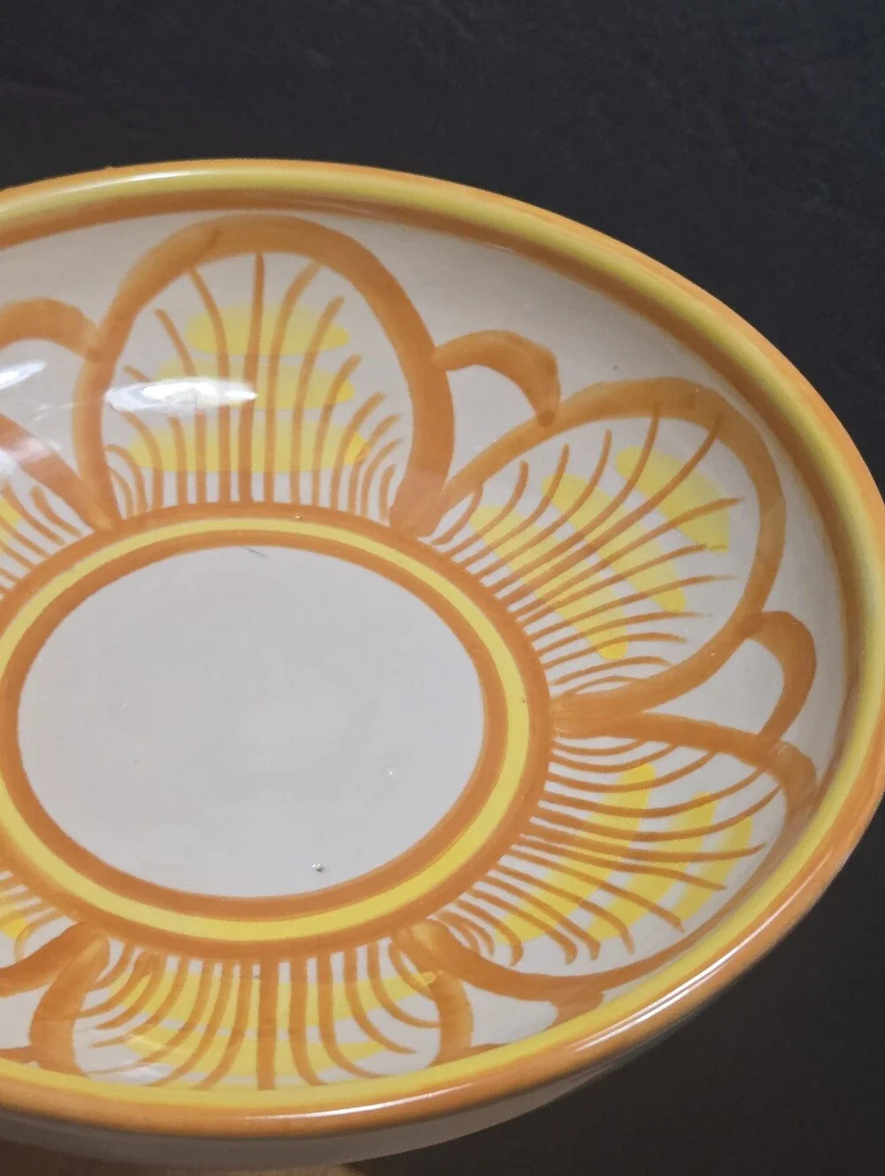 Vintage Orange Brown Yellow Sunflower Bowl Trinket Dish